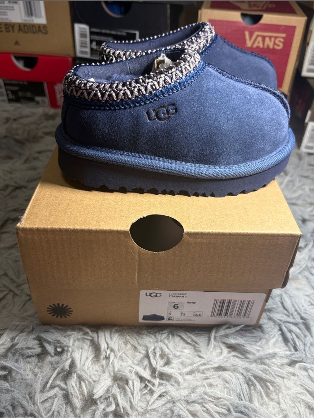UGG Navy Suede Cozy Slip-On Clogs